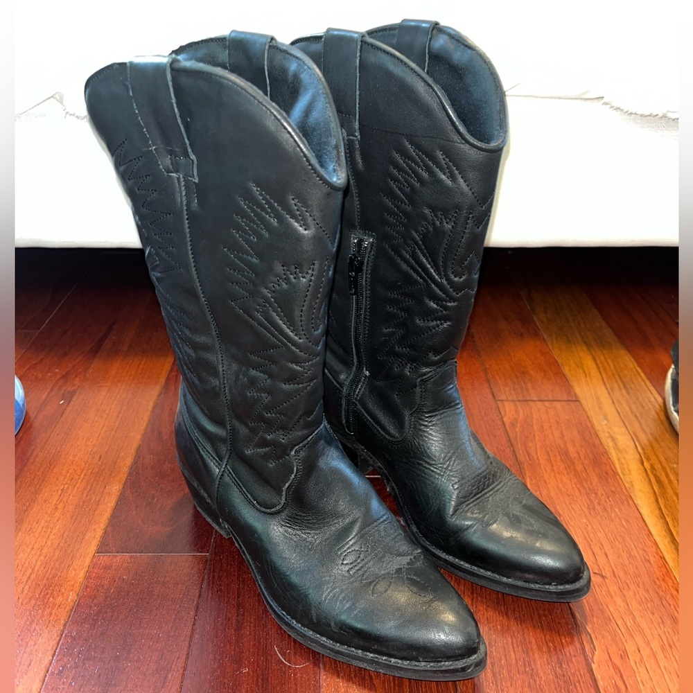 COPY - Steve Madden Hayward Black Leather Cowboy Boots Size 7.5 (38)
